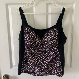 Delta Burke Black and Pink Polka Dot Swim Suit